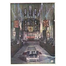 THE CHOIR and SANCTUARY, HEXHAM ABBEY, NORTHUMBERLAND .. unused postcard. =