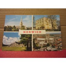 multiview, NORWICH, NORFOLK. used postcard by Jarrold & Sons 1984 pm #