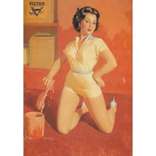 DIY 1950s Lady Painting House Glamour Painting Postcard