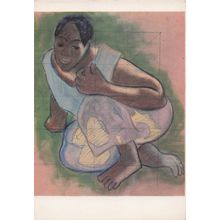Paul Gauguin Tahitian Girl Crouching French Painting Postcard