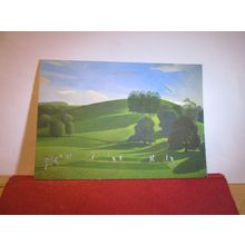 THE CRICKET GAME by David Inshaw unused postcard =