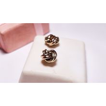 Estate 3/8" wide 14Kt Rose and Yellow Gold Love Knot Screw Back Earrings #22481