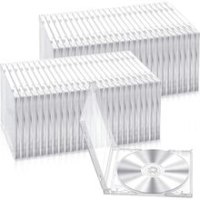 LEIFIDE 50 Pieces Plastic CD Jewel Case Clear Single DVD Disc Case Standard CD D
