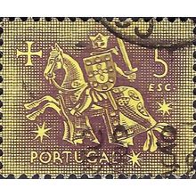 PORTUGAL, King Dinis, horseback, brown 1953, 5Esc