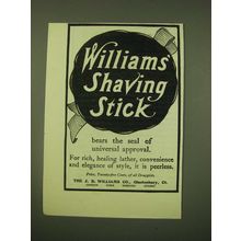 1902 Williams' Shaving Stick Ad - Williams' Shaving stick bears the seal