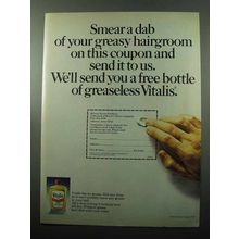 1969 Vitalis Hairgroom Ad - Smear A Dab of Greasy On