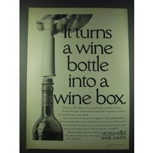 1989 Vacu-Vin Wine Saver Ad - It turns a wine bottle into a wine box