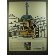 1964 BP Oil Ad - art by Julian Trevelyan - Yehudi Menuhin talks Bath
