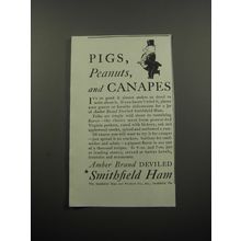 1933 Smithfield Ham Ad - Pigs, peanuts, and canapes