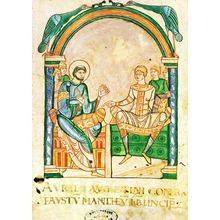 Manuscrits Du Mont Faustus In Discussion With St Augustin French Postcard