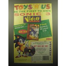 1994 ToysRUs Sonic 3 Video Game Advertisement - Be the First to Own