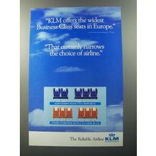 1992 KLM Airline Ad - KLM offers the widest Business Class seats in Europe