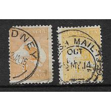 AUSTRALIA wmk2 ROO DIEII BOTH COLOUR VARIANTS USED SG6 & 6a