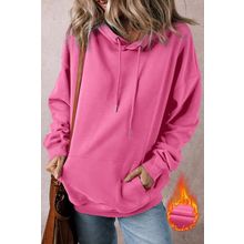 Bonbon Fleece Lined Kangaroo Pocket Drawstring Chunky Hoodie