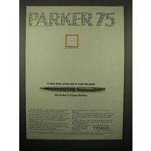 1973 Parker 75 Classic Ball Pen Ad - Make the Point