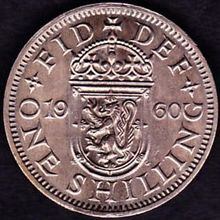 1960 Great Britain 1 Shilling Coin Scottish