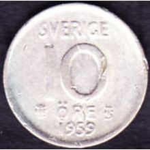 1959 Sweden 10 Ore Silver Coin