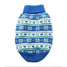 Combed Cotton Snowflake and Hearts Dog Sweater - Blue 3X-LARGE