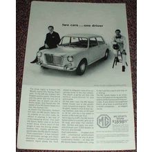 1963 MG Sports Sedan Car Ad, w/ Graham Hill NICE!!