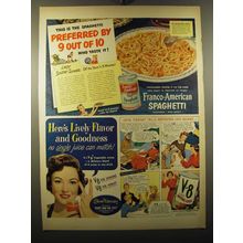 1950 Franco-American Spaghetti and V-8 Juice Advertiement - Gene Tierney