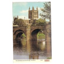 HEREFORD CATHEDRAL & OLD BRIDGE.. used postcard by Dennis.. 1980 pm /