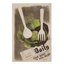 Eat Lettuce Cabbages Greens Daily For Health WW2 Military Poster Postcard