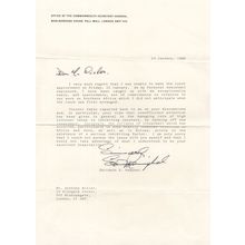 Shridath Rampall Guyana Politician Commonwealth Secretary Hand Signed Letter