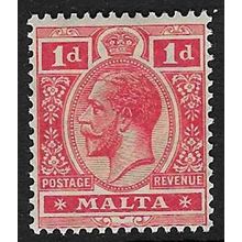 MALTA 1921-2 GEORGE V 1d WMK MULT SCRIPT CA VALUE MINT HINGED SG99