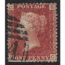 GB 1858 QUEEN VICTORIA 1d RED PLATE 208 USED SG43 / 44 " BG "