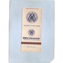 New Jersey Florham Park Matchcover Whitehead Brothers Co 60 Hanover Rd San~3468