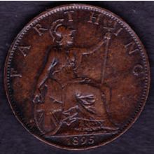 1895 Great Britain 1 Farthing Coin