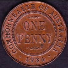 1934 Australia 1 Penny Coin