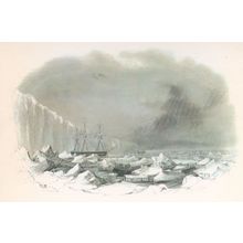 Peacock Ship Hits Iceberg Antarctica USA Disaster Painting Postcard