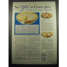 1933 Crisco Shortening Ad - recipes for Orange Blossom Pie, Peacherino Tarts