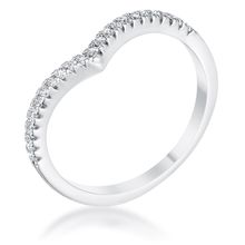 22Ct Rhodium Chevron Ring with CZ