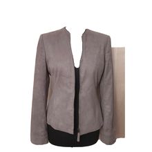 NEXT Jacket Soft Faux Suede Beige Taupe Brown Zip UK10