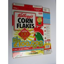 Kellogg`s 1998 Corn Flakes Cereal Box 100th Birthday Bonanza Prize Competition