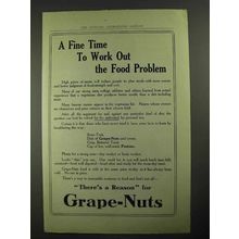 1915 Grape-Nuts Cereal Ad - Work Out Food Problem