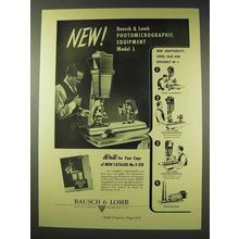 1948 Bausch & Lomb Photomicrographic Equipment Ad