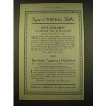 1924 Thomas Y. Crowell Company Ad - Psychology in Theory and Application