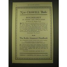 1924 Thomas Y. Crowell Company Ad - Psychology in Theory and Application