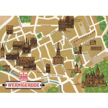 Wernigerode German Map Postcard