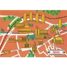 Suhl German Germany Map Karte & Great Postmark Postcard