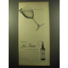 1959 La Ina Cocktail Sherry Ad - Your lips will tell you