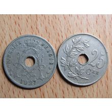 Belgium 1927 25 Centime Belgie (Dutch - Flemish Text) Coin