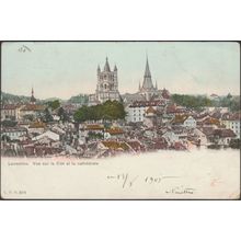 Vue sur la Cité et la Cathédrale, Lausanne, 1905 - Comptoir de Phototypie CPA
