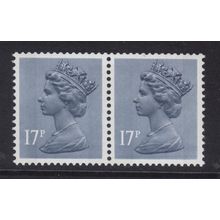 X909 U248abV 17p Grey-blue TWO BANDS SHORT TOP RIGHT/LEFT PAIR Unmounted Mint