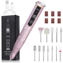 Cordless Nail Drill, 35000RPM Professional Efile Nail Drill Machine, LCD Display