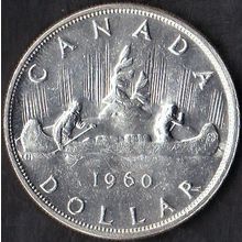 1960 Canada 1 Dollar Silver Coin Voyageur