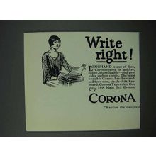 1925 Corona Typewriter Ad - Write Right!